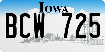 IA license plate BCW725