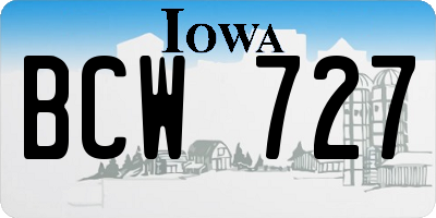 IA license plate BCW727