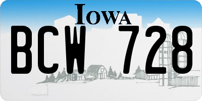 IA license plate BCW728
