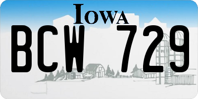 IA license plate BCW729