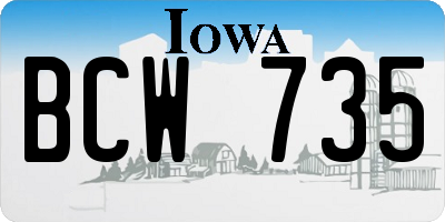 IA license plate BCW735