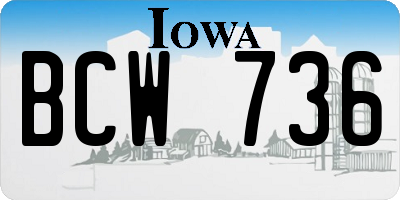 IA license plate BCW736