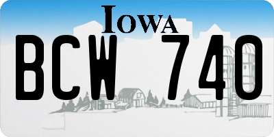 IA license plate BCW740