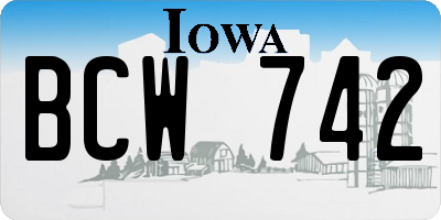 IA license plate BCW742