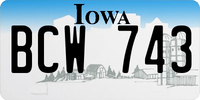IA license plate BCW743
