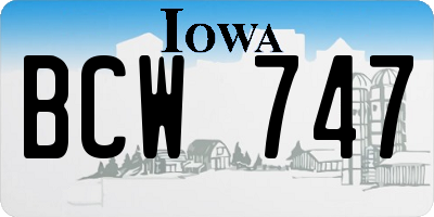 IA license plate BCW747