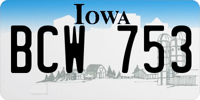 IA license plate BCW753