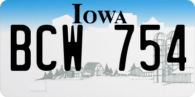 IA license plate BCW754