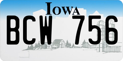 IA license plate BCW756