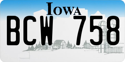IA license plate BCW758