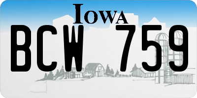 IA license plate BCW759