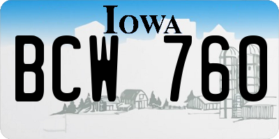 IA license plate BCW760