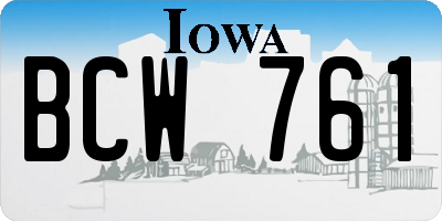 IA license plate BCW761