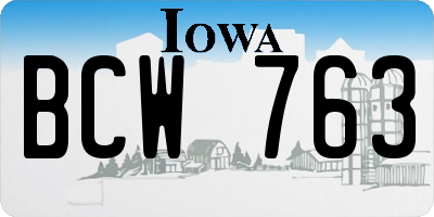 IA license plate BCW763