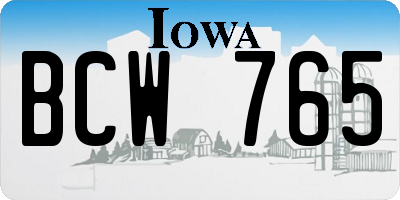 IA license plate BCW765