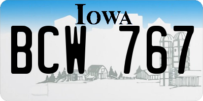 IA license plate BCW767