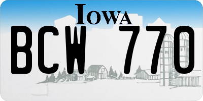 IA license plate BCW770