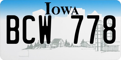 IA license plate BCW778