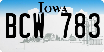 IA license plate BCW783