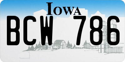 IA license plate BCW786