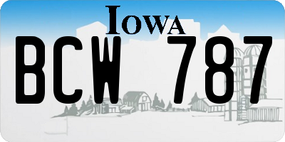 IA license plate BCW787