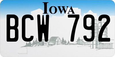 IA license plate BCW792