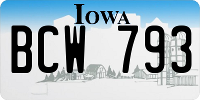 IA license plate BCW793
