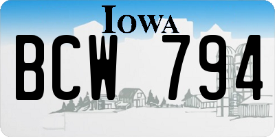 IA license plate BCW794