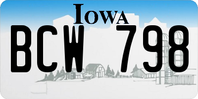 IA license plate BCW798
