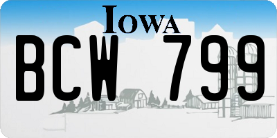 IA license plate BCW799