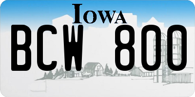 IA license plate BCW800