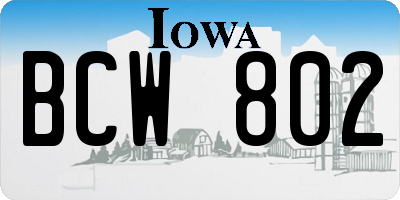 IA license plate BCW802