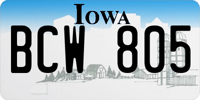 IA license plate BCW805