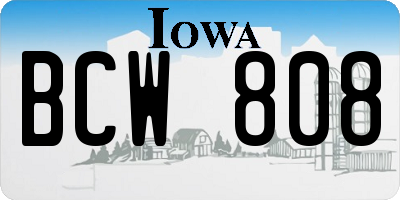 IA license plate BCW808