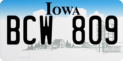 IA license plate BCW809