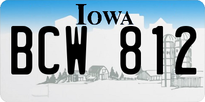 IA license plate BCW812