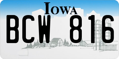 IA license plate BCW816