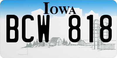 IA license plate BCW818