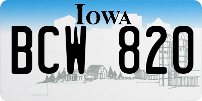 IA license plate BCW820