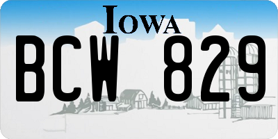 IA license plate BCW829