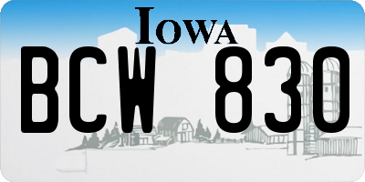 IA license plate BCW830