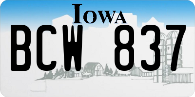 IA license plate BCW837
