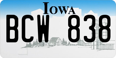 IA license plate BCW838