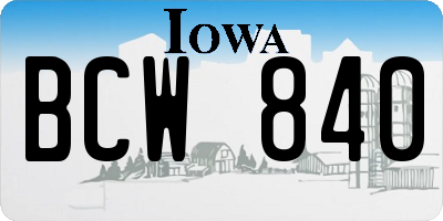 IA license plate BCW840