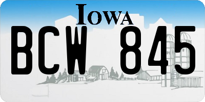 IA license plate BCW845