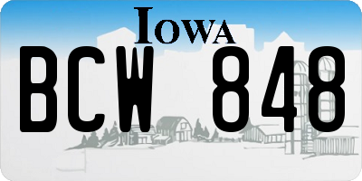 IA license plate BCW848