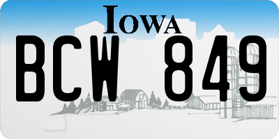 IA license plate BCW849