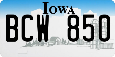 IA license plate BCW850