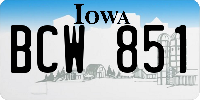 IA license plate BCW851
