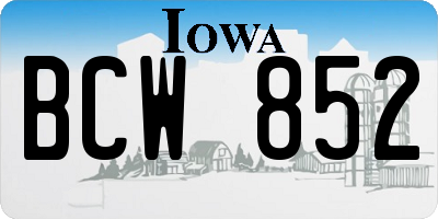 IA license plate BCW852